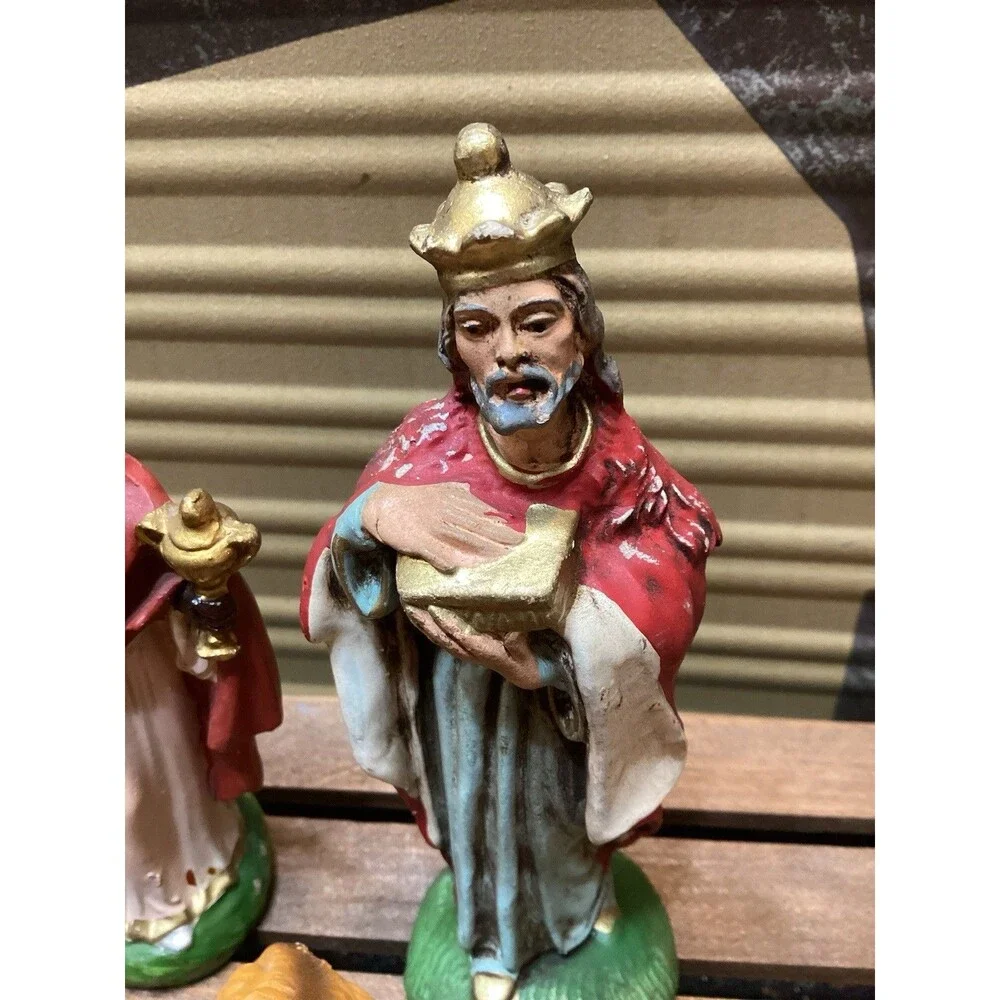 Italy Nativity COW/OX & Wisemen Paper Mache Composite Figure Replacement Vintage